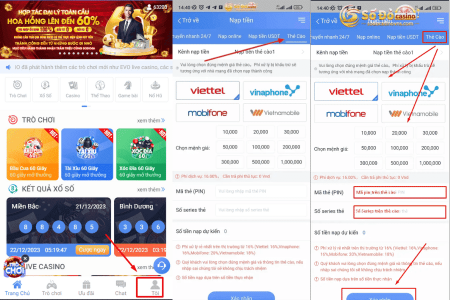 đổi điểm bằng thẻ cào