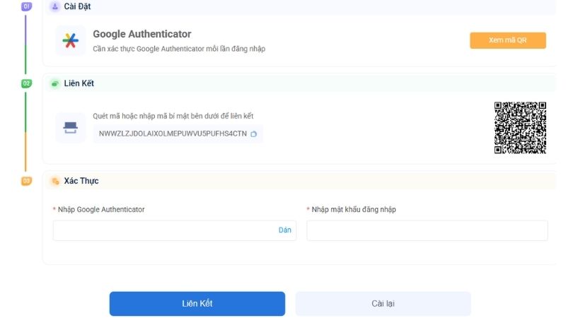 kích hoạt bảo mật 2fa